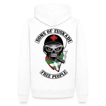 Baskische Biker-Design - Männer Premium Bio Hoodie - Weiß - Hinten - Nico (187cm)