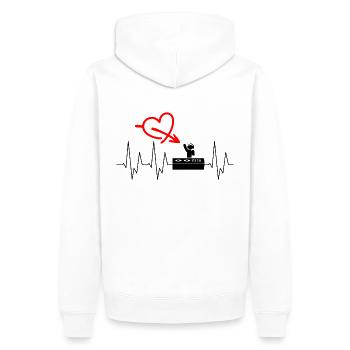 Techno - Table de mixage - Plaques - DJ - Casque - Sweat à capuche Premium bio Homme - blanc - Dos - Nico (187cm)