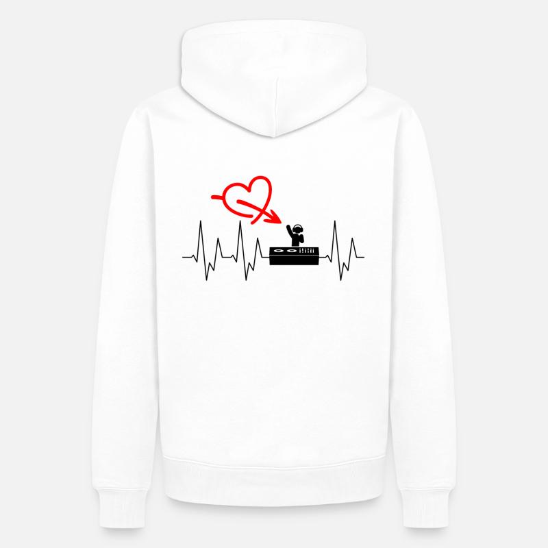 Techno - Mischpult - Schalplatten - DJ - Kopfhörer - Männer Premium Bio Hoodie - Weiß