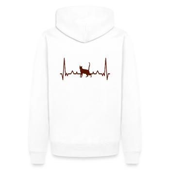 Cat Heartbeat | Katzen Herzschlag - Männer Premium Bio Hoodie - Weiß - Hinten - Nico (187cm)