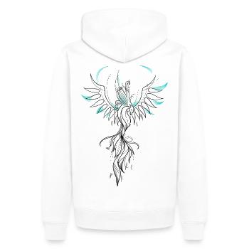 Phönix-Sketch türkis - Männer Premium Bio Hoodie - Weiß - Hinten - Nico (187cm)