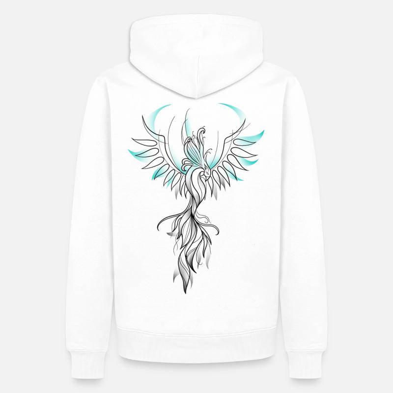 Phönix-Sketch türkis - Männer Premium Bio Hoodie - Weiß