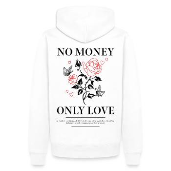 No Money Only Love – Minimalistisches Liebes-State - Männer Premium Bio Hoodie - Weiß - Hinten - Nico (187cm)