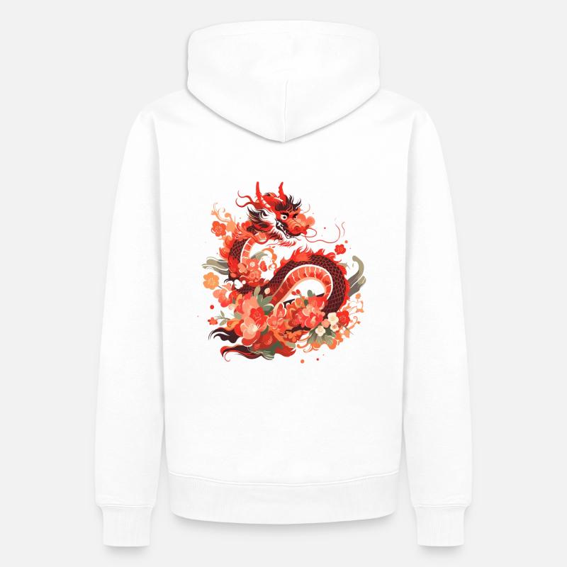 Drache - Männer Premium Bio Hoodie - Weiß