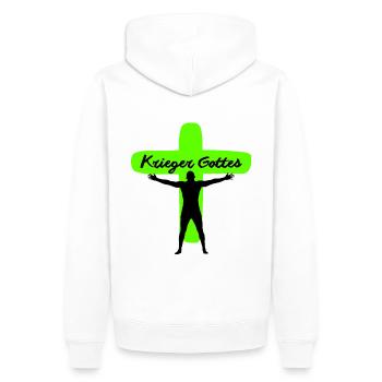 Krieger Gottes grün - Männer Premium Bio Hoodie - Weiß - Hinten - Nico (187cm)