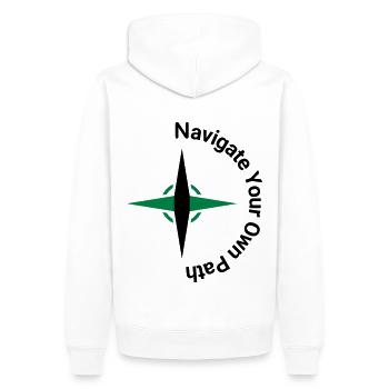 Navigate Your Own Path - Kompass Design - Männer Premium Bio Hoodie - Weiß - Hinten - Nico (187cm)
