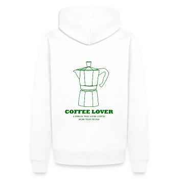 Coffee Lover - Männer Premium Bio Hoodie - Weiß - Hinten - Nico (187cm)