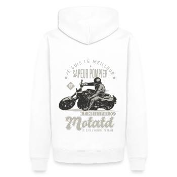 Motard le meilleur Sapeur pompier cadeau cool - Sweat à capuche Premium bio Homme - blanc - Dos - Nico (187cm)