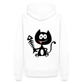 Chat gourmand, mangeur de poisson ! Humour de chat - Sweat à capuche Premium bio Homme - blanc - Dos - Nico (187cm)