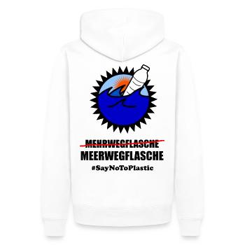Plastik Spruch - Meerwegflasche Anti Plastik Shirt - Männer Premium Bio Hoodie - Weiß - Hinten - Nico (187cm)