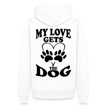 Meine Liebe bekommt der Hund - Männer Premium Bio Hoodie - Weiß - Hinten - Nico (187cm)