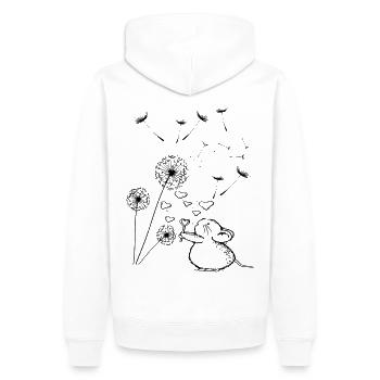Souris douce au pissenlit - Sweat à capuche Premium bio Homme - blanc - Dos - Nico (187cm)