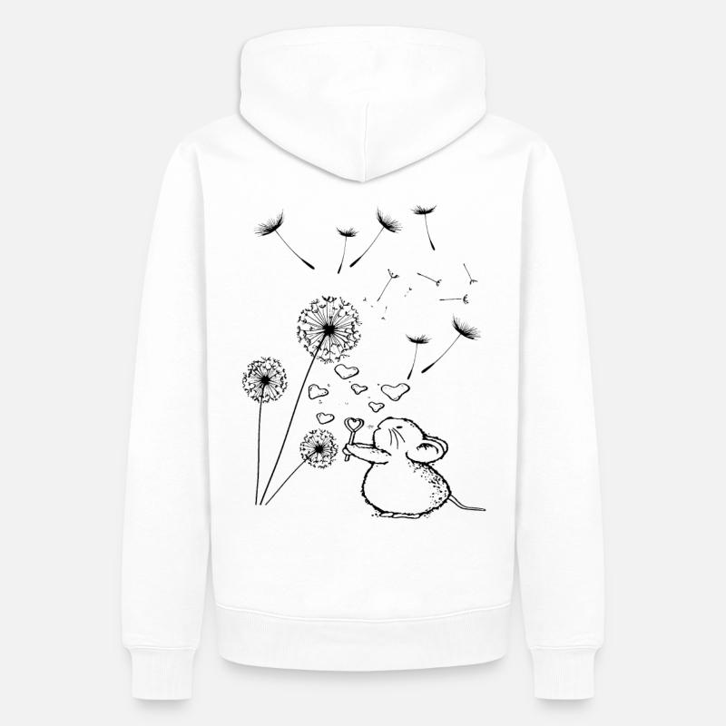 Souris douce au pissenlit - Sweat à capuche Premium bio Homme - blanc
