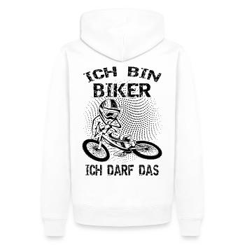 Je suis biker - Sweat à capuche Premium bio Homme - blanc - Dos - Nico (187cm)