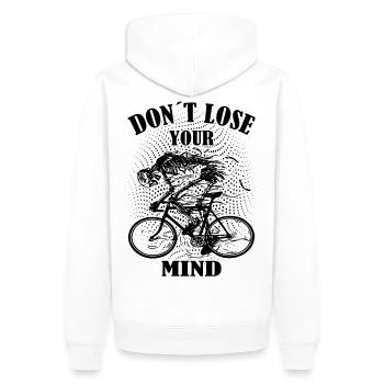 Ne perds pas votre mental vélo vélo vélo - Sweat à capuche Premium bio Homme - blanc - Dos - Nico (187cm)