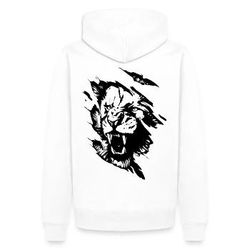 Löwenkopf Kunst cool Löwe Geschenk Idee - Männer Premium Bio Hoodie - Weiß - Hinten - Nico (187cm)