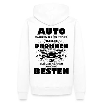 Drohnen fliegen Spruch Geschenkidee - Männer Premium Bio Hoodie - Weiß - Hinten - Nico (187cm)