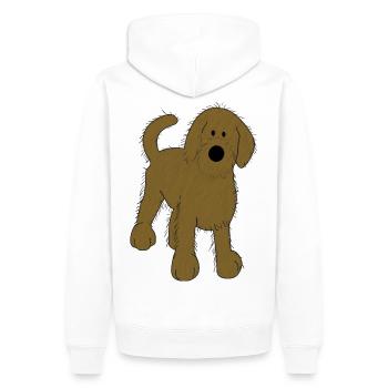 Idée cadeau chiot chien chiot mignon mignon - Sweat à capuche Premium bio Homme - blanc - Dos - Nico (187cm)