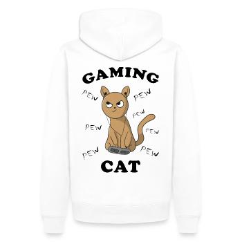 Katze Kätzchen Zocken Gaming Lustige Bilder - Männer Premium Bio Hoodie - Weiß - Hinten - Nico (187cm)