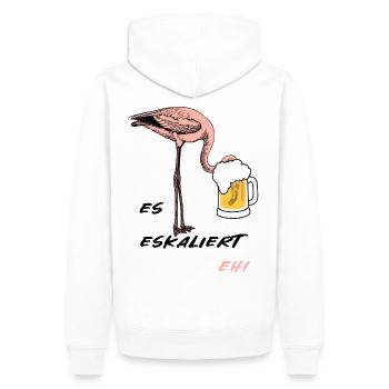 Flamingo Bier Alkohol saufen cooler Spruch - Männer Premium Bio Hoodie - Weiß - Hinten - Nico (187cm)