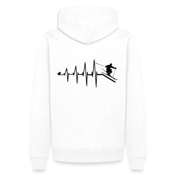 Heartbeat Herzschlag Ski Herzfrequenz - Männer Premium Bio Hoodie - Weiß - Hinten - Nico (187cm)