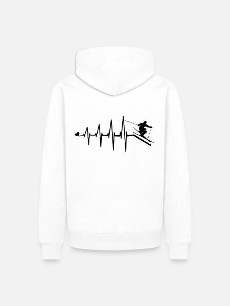 Frequenza cardiaca battito cardiaco sci battito cardiaco - Felpa con cappuccio ecologica premium da uomo - bianco