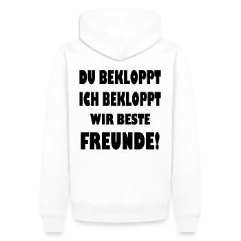 Beste Freunde Spruch Bekloppt Geschenk - Männer Premium Bio Hoodie - Weiß - Hinten - Nico (187cm)