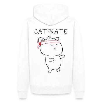 Katze Karate, Cat-Rate - Männer Premium Bio Hoodie - Weiß - Hinten - Nico (187cm)
