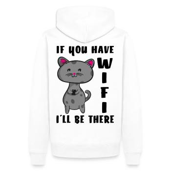 Katze Braucht Wlan - Männer Premium Bio Hoodie - Weiß - Hinten - Nico (187cm)
