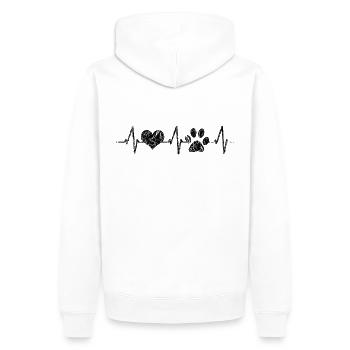 Herzschlag Herzfrequenz Hunde Vierbeiner Pfote - Männer Premium Bio Hoodie - Weiß - Hinten - Nico (187cm)