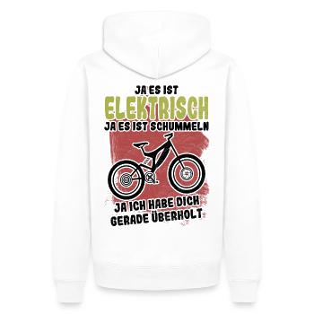 E-Bike Fahrrad Mountainbike witzig Spruch Geschenk - Männer Premium Bio Hoodie - Weiß - Hinten - Nico (187cm)
