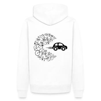Fahrräder fressen Auto Klimaschutz Fahrrad Design - Männer Premium Bio Hoodie - Weiß - Hinten - Nico (187cm)