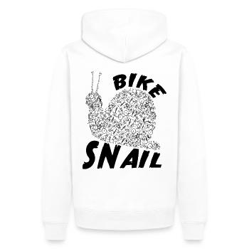 L'escargot fabriqué à partir de vélos - Sweat à capuche Premium bio Homme - blanc - Dos - Nico (187cm)