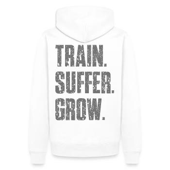 Train Suffer Grow Grunge Thème - Gray - Sweat à capuche Premium bio Homme - blanc - Dos - Nico (187cm)