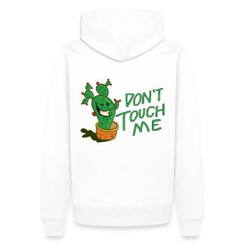 Lustiger Kaktus Gärtner Spruch Don`t touch me - Männer Premium Bio Hoodie - Weiß - Hinten - Nico (187cm)