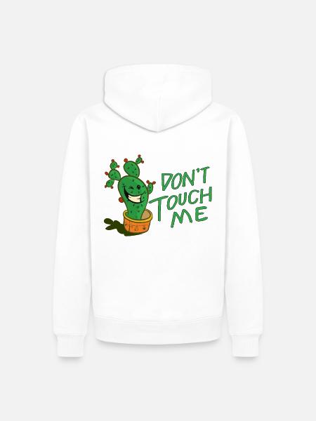 Funny Cactus Gardener Saying Don't touch me - Men’s Premium Organic Hoodie - white