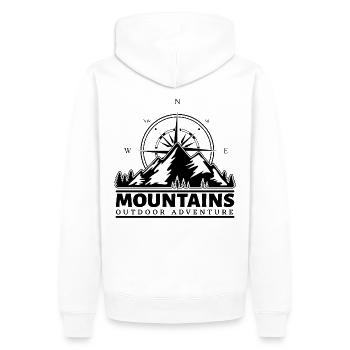 Montagnes Plein air Montagnes Alpinisme Sports extrêmes - Sweat à capuche Premium bio Homme - blanc - Dos - Nico (187cm)