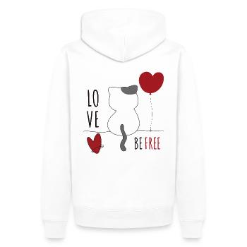 Katze mit Herz Katzenliebe Tierliebe Katzen - Männer Premium Bio Hoodie - Weiß - Hinten - Nico (187cm)