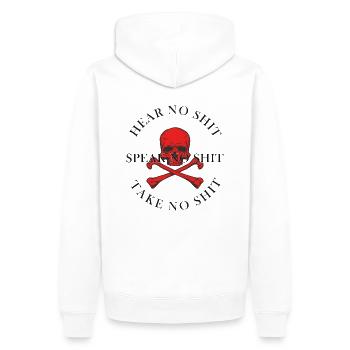 Totenkopf Spruch Skull Speak No Shit - Männer Premium Bio Hoodie - Weiß - Hinten - Nico (187cm)
