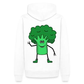 Brocoli, Légumes, Jardin, Cuisine, Repas Végétarien - Sweat à capuche Premium bio Homme - blanc - Dos - Nico (187cm)