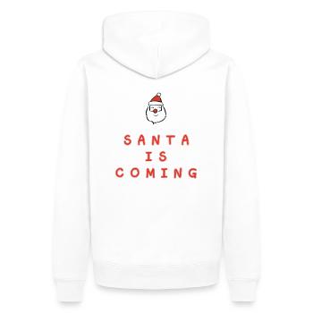 Père Noël arrive cadeau de Noël Weihnachstman - Sweat à capuche Premium bio Homme - blanc - Dos - Nico (187cm)