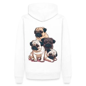Mops Stapel - Männer Premium Bio Hoodie - Weiß - Hinten - Nico (187cm)