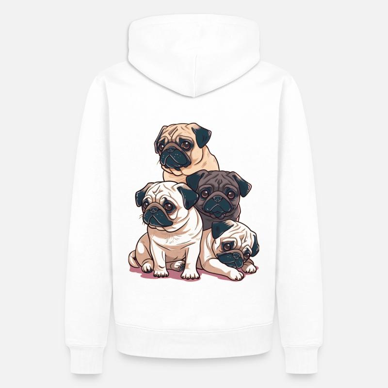 Mops Stapel - Männer Premium Bio Hoodie - Weiß