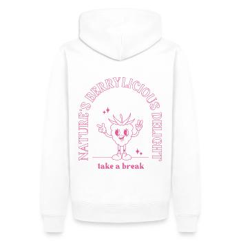 Raspberry Outline - Männer Premium Bio Hoodie - Weiß - Hinten - Nico (187cm)