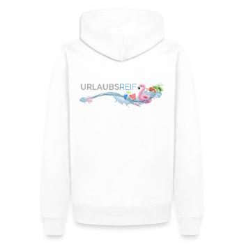 Urlaubsreif - Männer Premium Bio Hoodie - Weiß - Hinten - Nico (187cm)