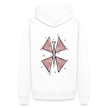 "PAPILLON" - Sweat à capuche Premium bio Homme - blanc - Dos - Nico (187cm)