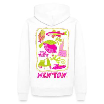 Chin Pop Art - Sommer Bunte Illustration - Männer Premium Bio Hoodie - Weiß - Hinten - Nico (187cm)