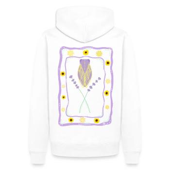 Summer Provence Vibes - Zikade und Lavendel - Männer Premium Bio Hoodie - Weiß - Hinten - Nico (187cm)