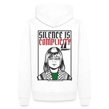 Silence is complicity, Free Gaza, Free Palestine - Men’s Premium Organic Hoodie - white - Back - Nico (187cm)