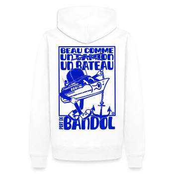Retro Mittelmeer Bandol Boot Maskottchen - Männer Premium Bio Hoodie - Weiß - Hinten - Nico (187cm)